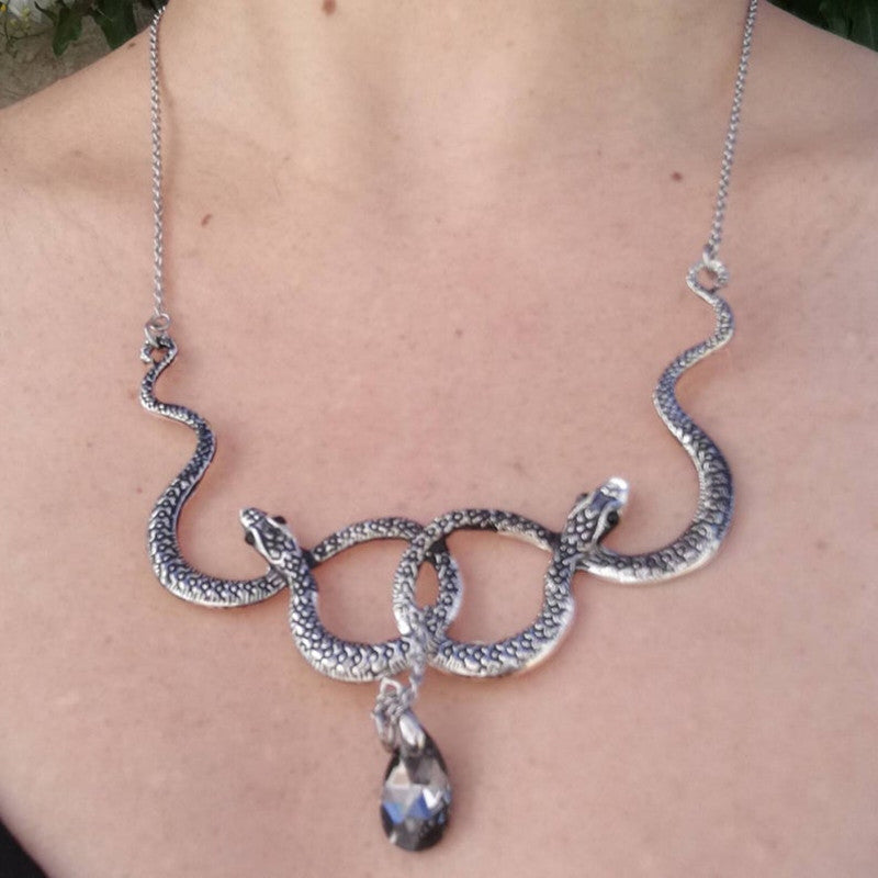 Snake Entanglement Necklace with Crystal