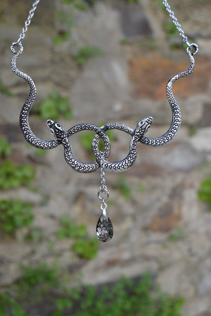 Snake Entanglement Necklace with Crystal